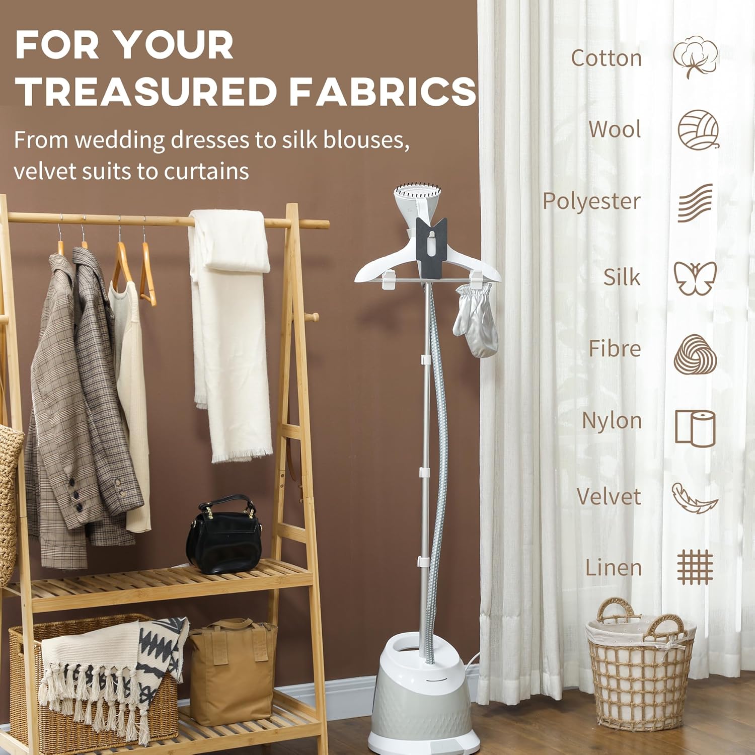 Upright Garment Steamer 1800W 1.8L Tank 50 Min Steam 36g