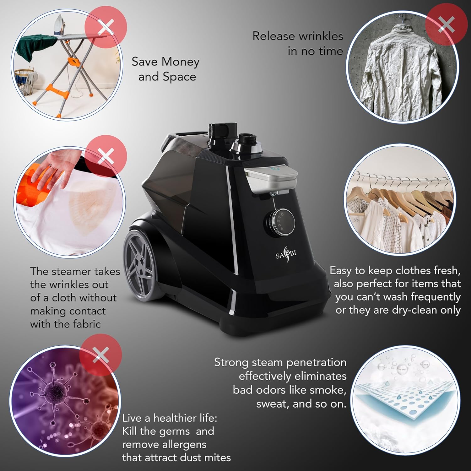 2200W Upright Garment Steamer 3L Tank Professional Clothes Iron