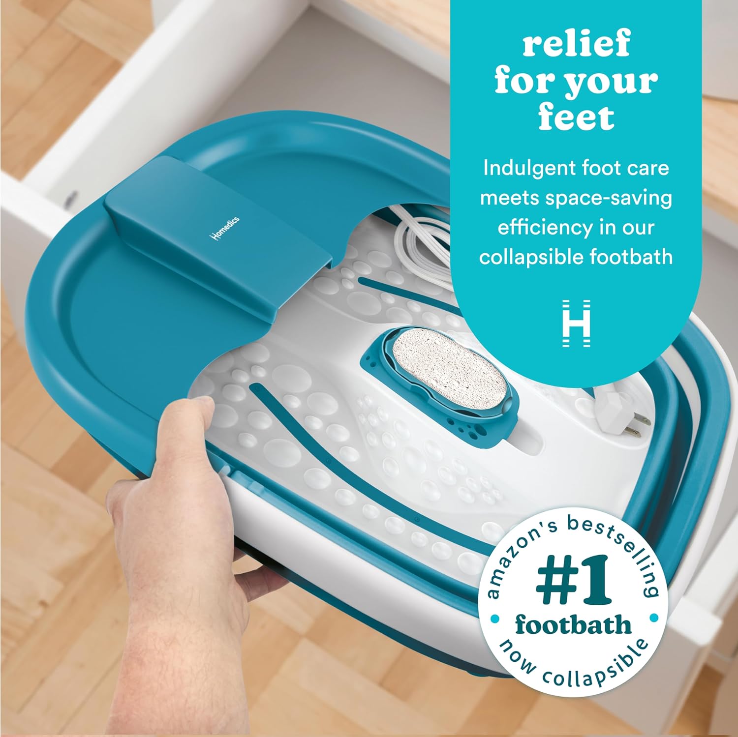 Foldable Foot Spa Bath Bubble Massage Heat Pumice Stone Tub