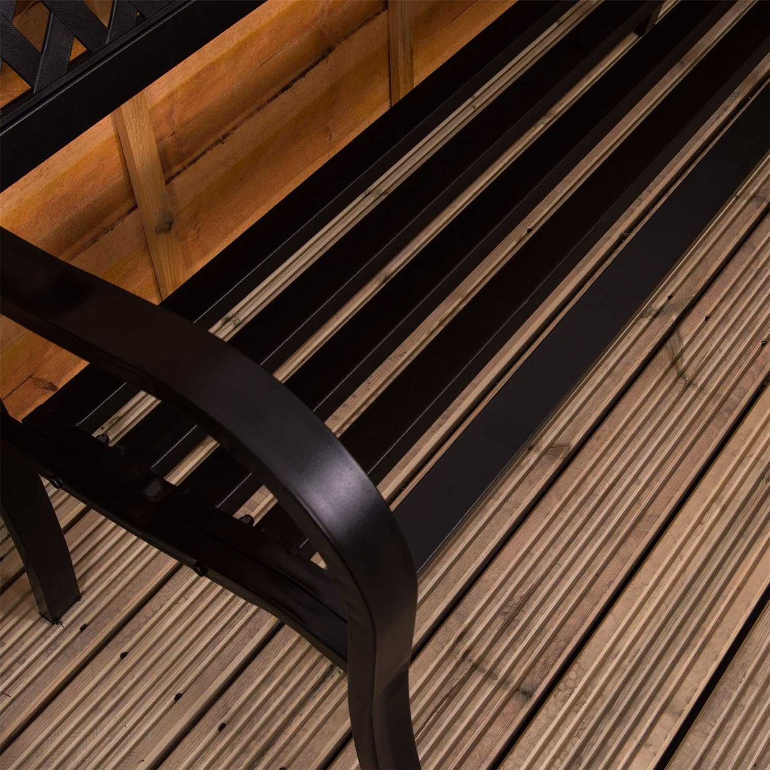 3 Seater Metal Garden Bench Lattice Outdoor Patio Park Seat