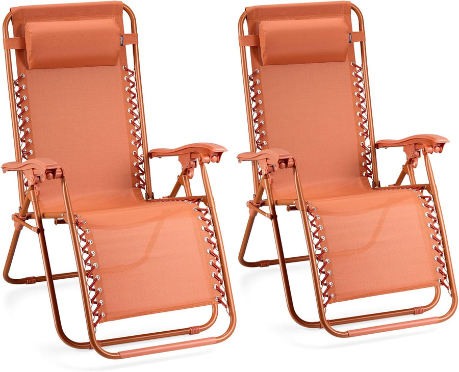Zero Gravity Garden Chairs Set of 2 Folding Reclining Loungers