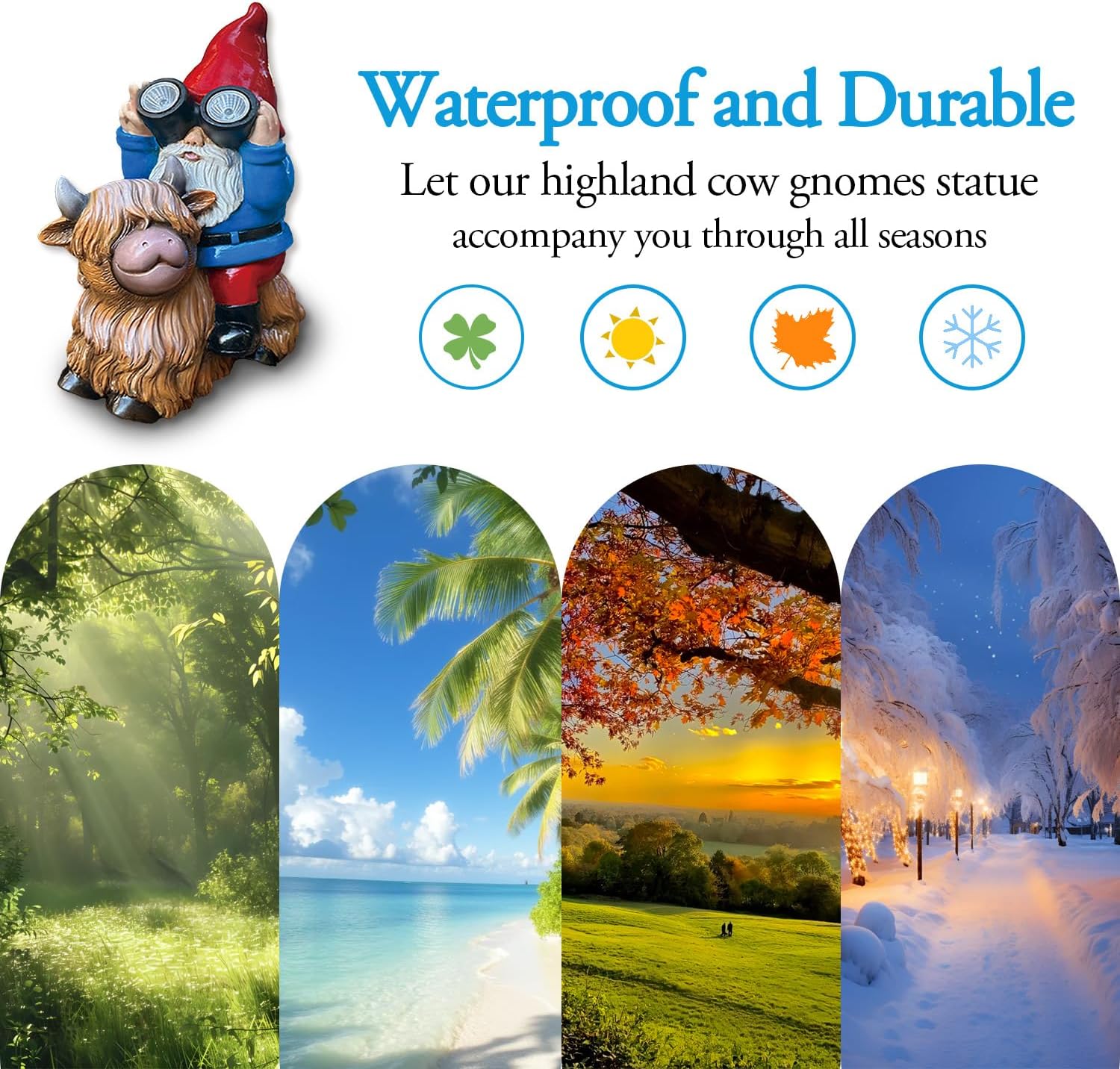 Solar Gnome Highland Cow Statue Garden Decor Outdoor LED