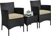 3 Piece Rattan Garden Furniture Set Patio Bistro Chairs Table
