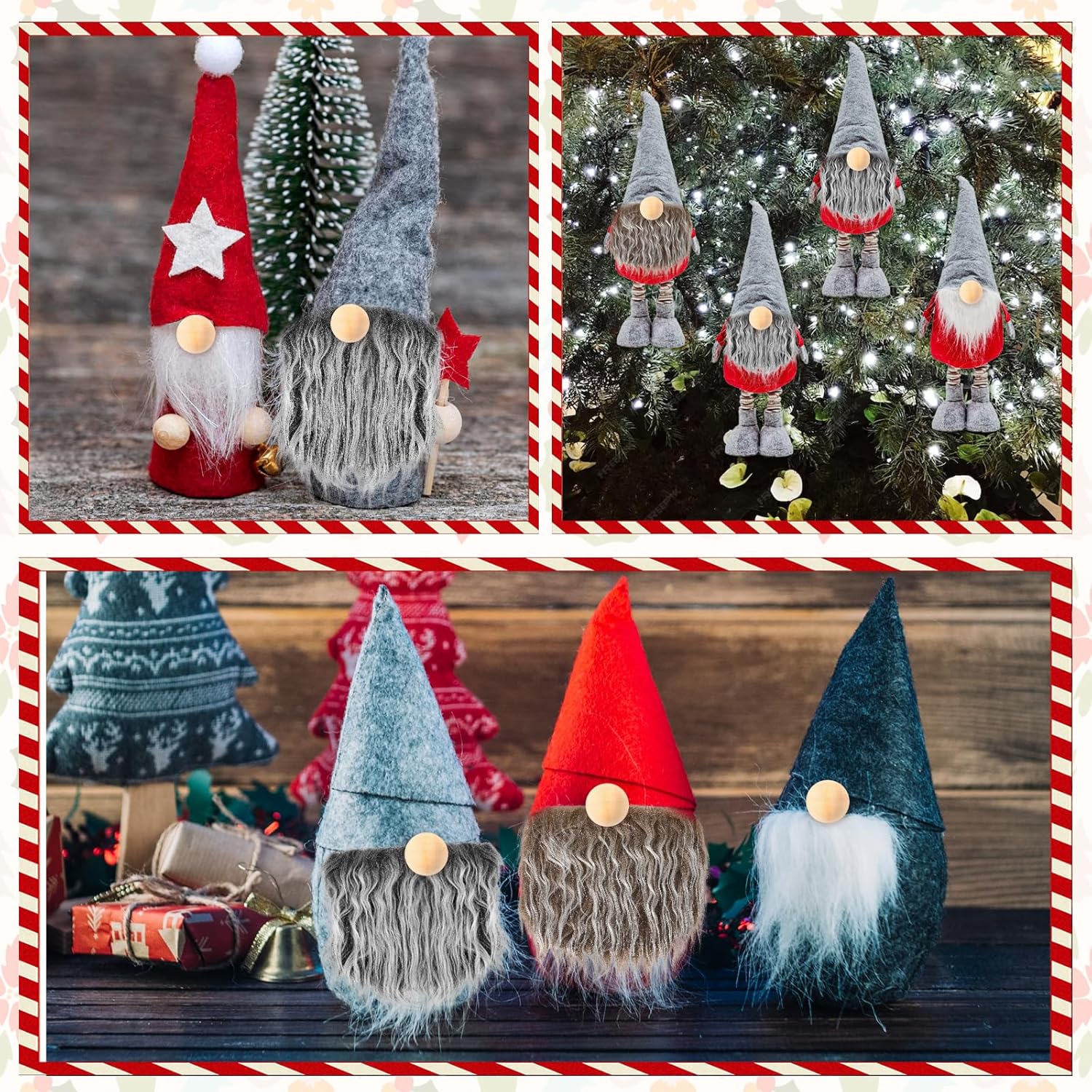 12PCS Gnome Beard Kit Faux Fur Craft Set DIY Christmas