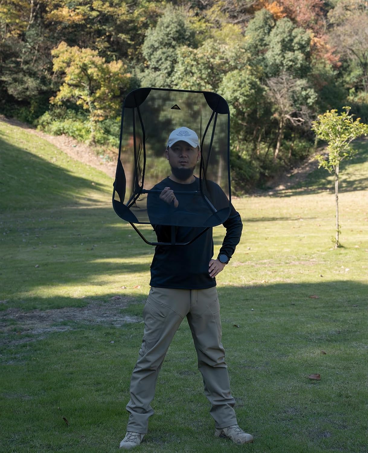 Ultralight Low Mesh Camping Chair with Carry Bag Black