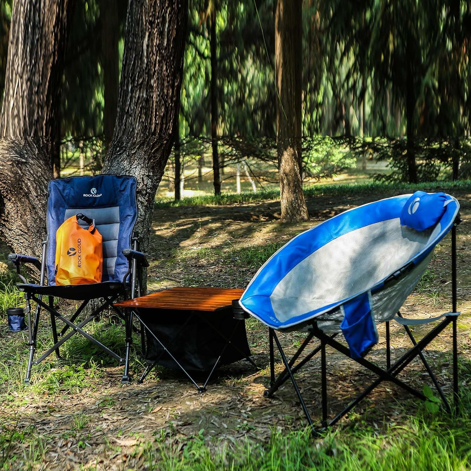 Portable Moon Camping Chair Foldable Saucer Blue