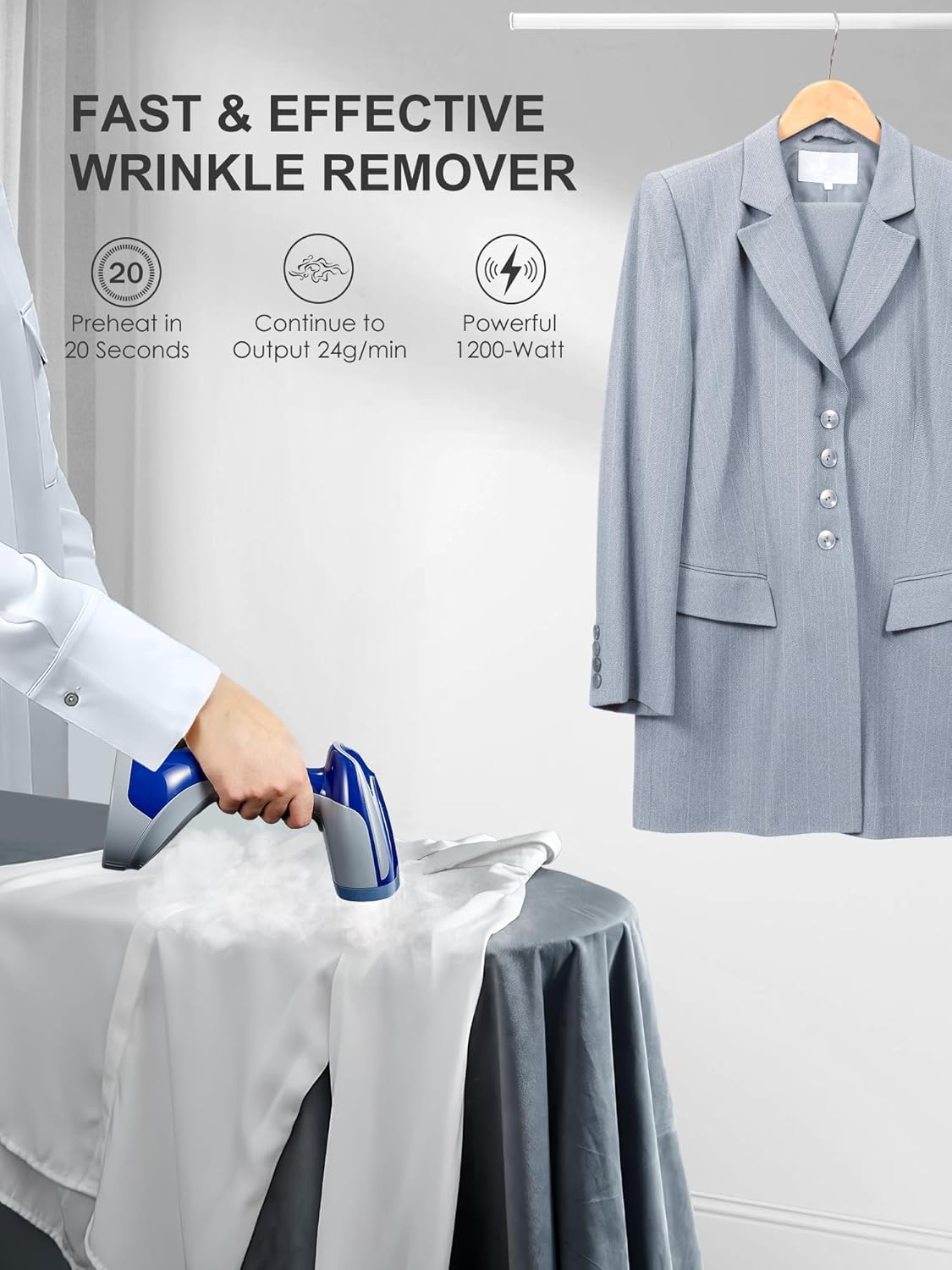 Foldable Handheld Garment Steamer 1200W Fast Heat 25s
