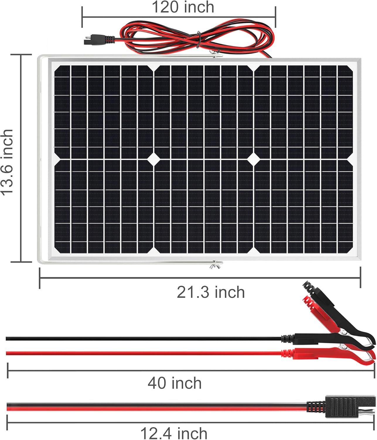 30W 12V Solar Panel Kit Trickle Charger With Mount Bracket