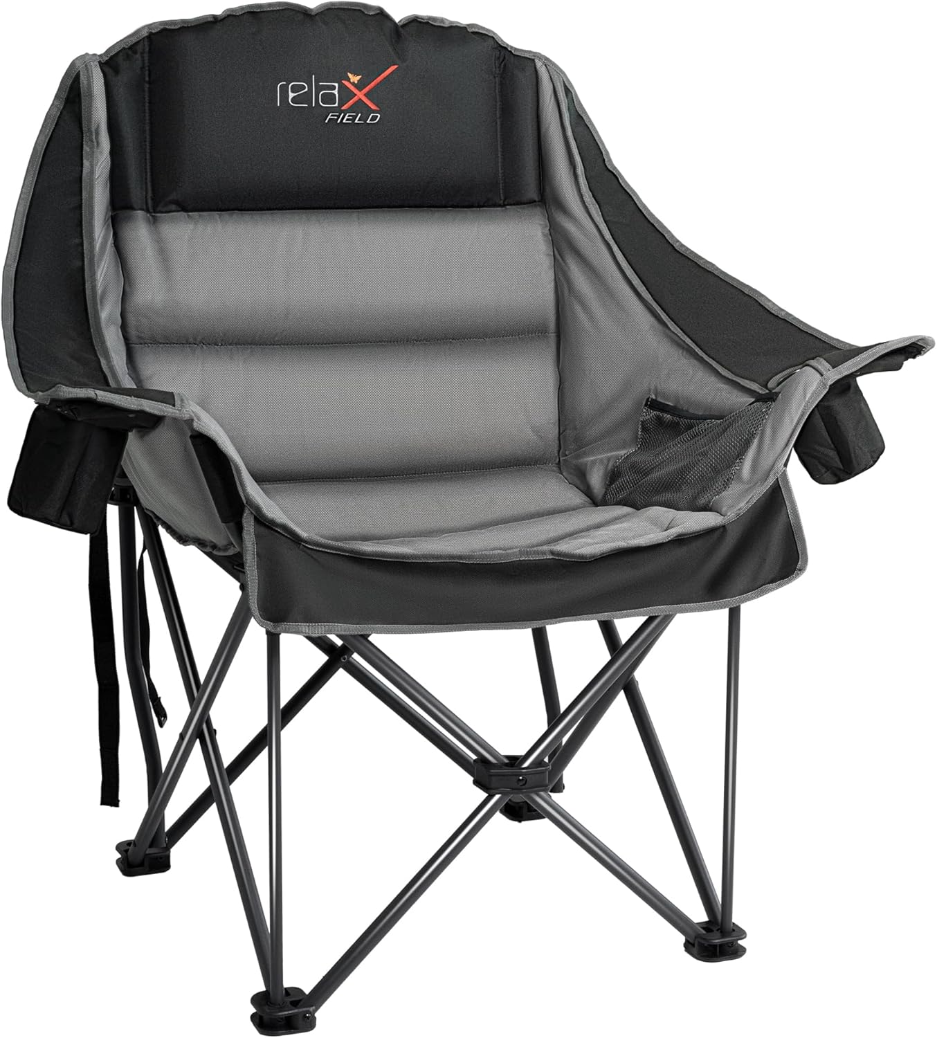 Oversized Padded Camping Chair Heavy Duty 227KG Black