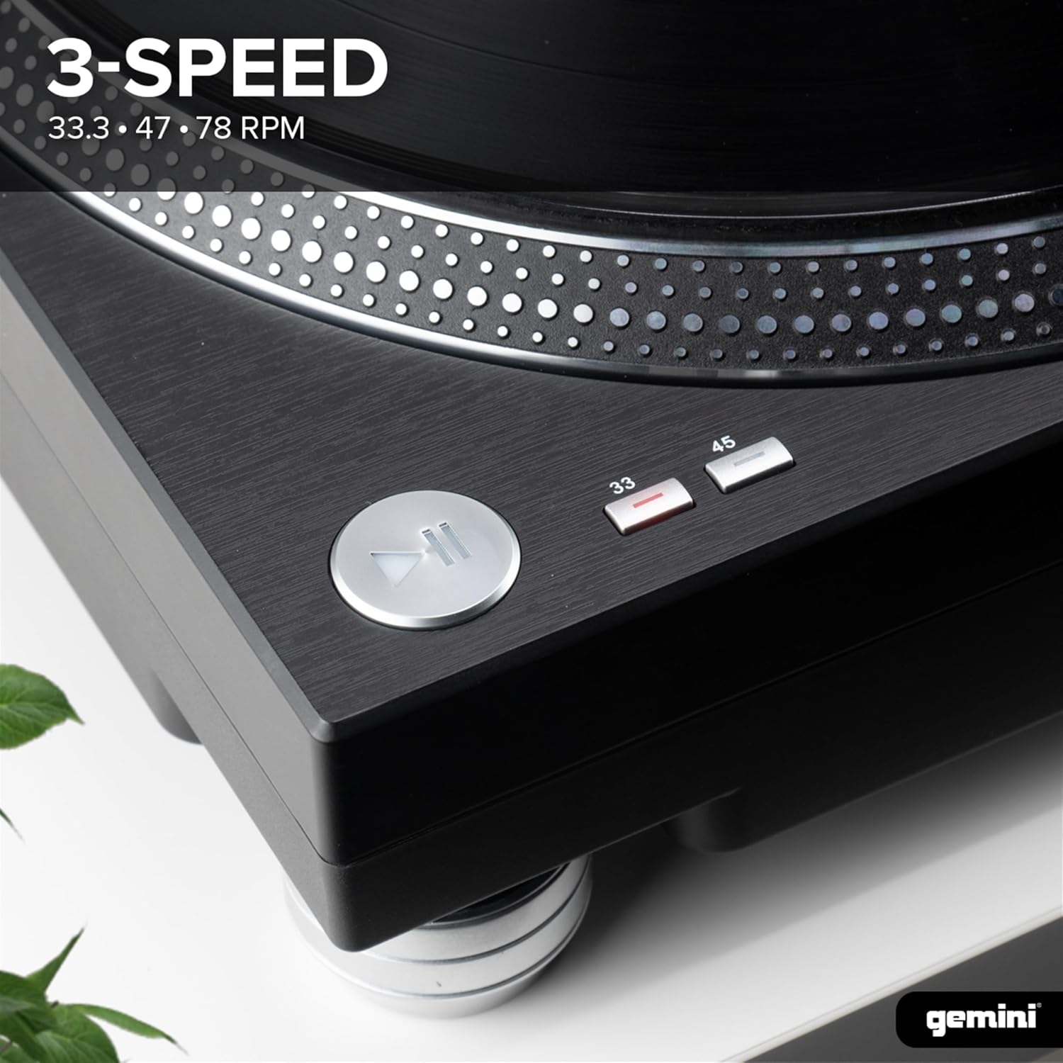 DJ Belt Drive Turntable USB MP3 Recording 2 Speed Black