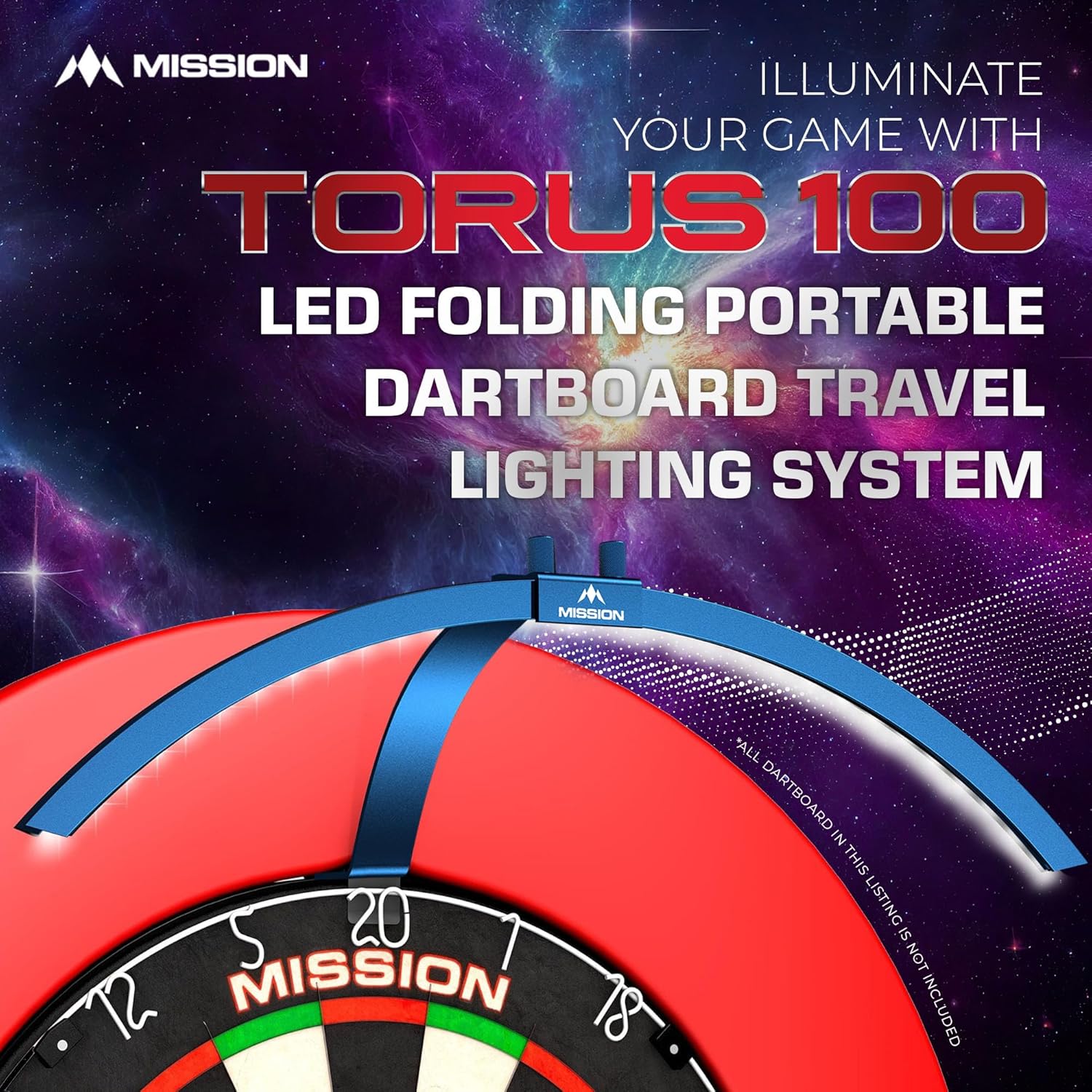 Portable Dartboard LED Light Folding Clip On Travel Lighting