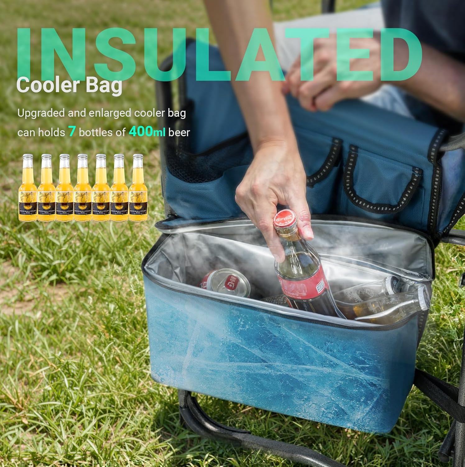 Heavy Duty Folding Camping Chair 180kg Director Seat Cooler Table