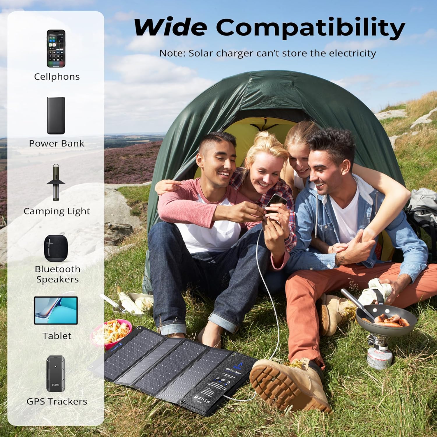 28W Foldable Solar Charger 3 USB Ports Waterproof Fast Charge