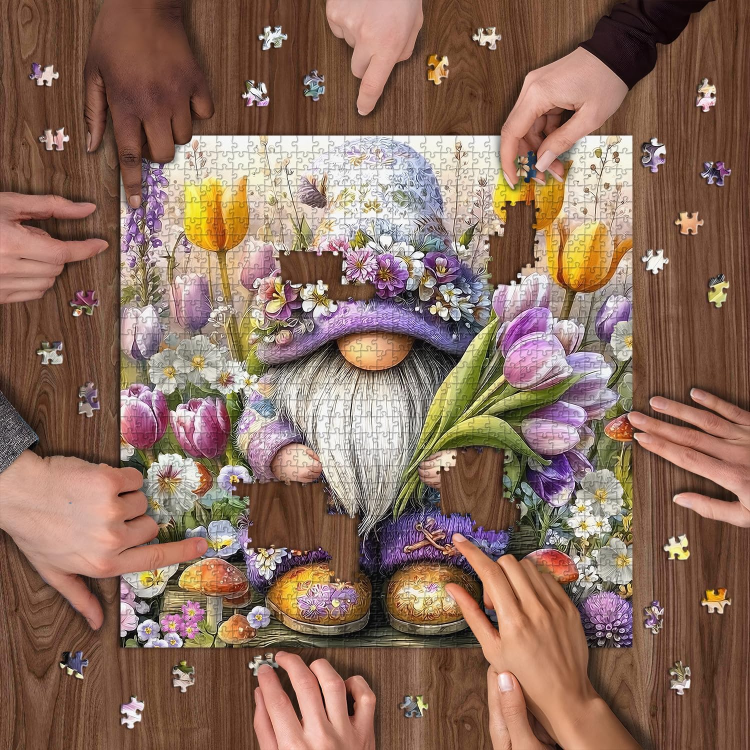1000 Piece Gnome Puzzle Flower Garden Jigsaw Wall Art