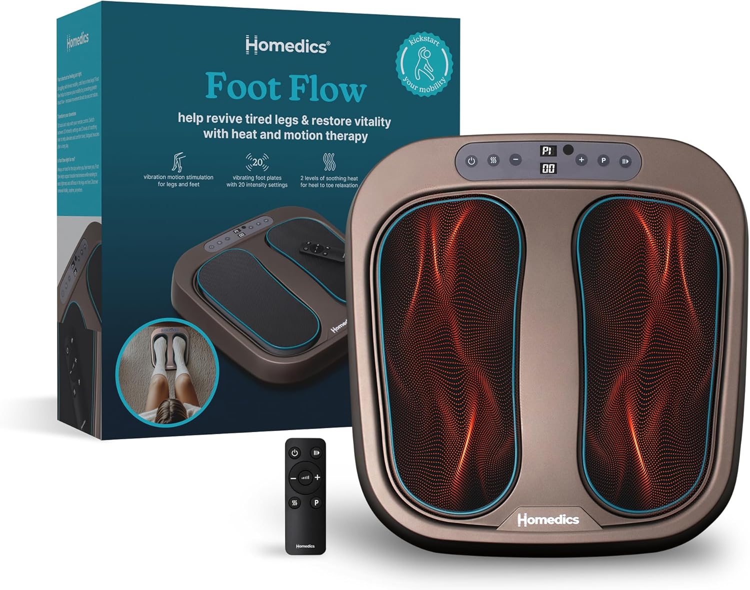Vibration Foot Massager Heat 20 Intensities Leg Circulation Booster