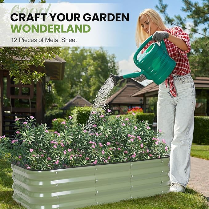 Adjustable Metal Raised Garden Bed Kit Green 3 In 1