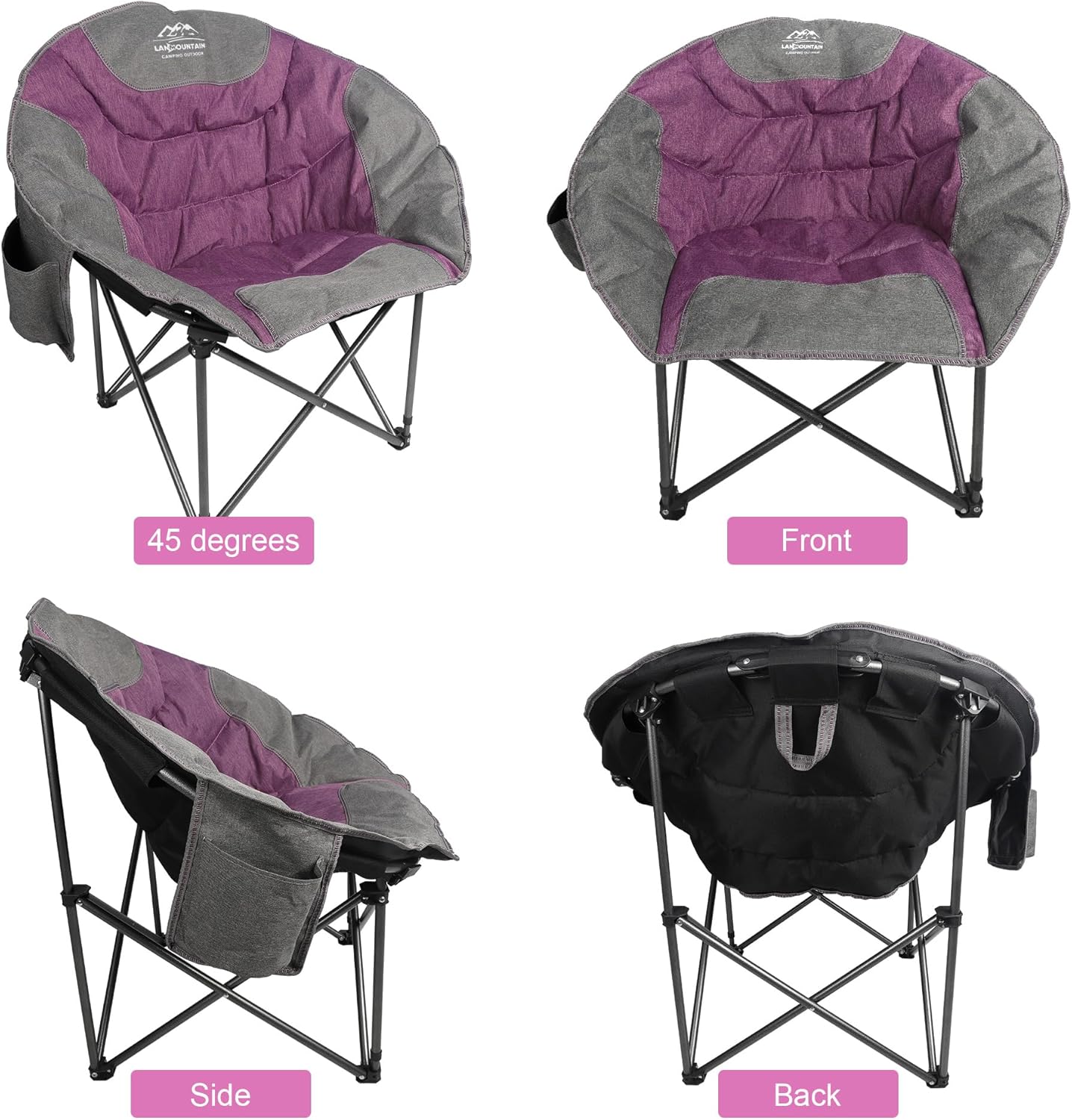 Moon Camping Chair Round Folding Cooler Purple