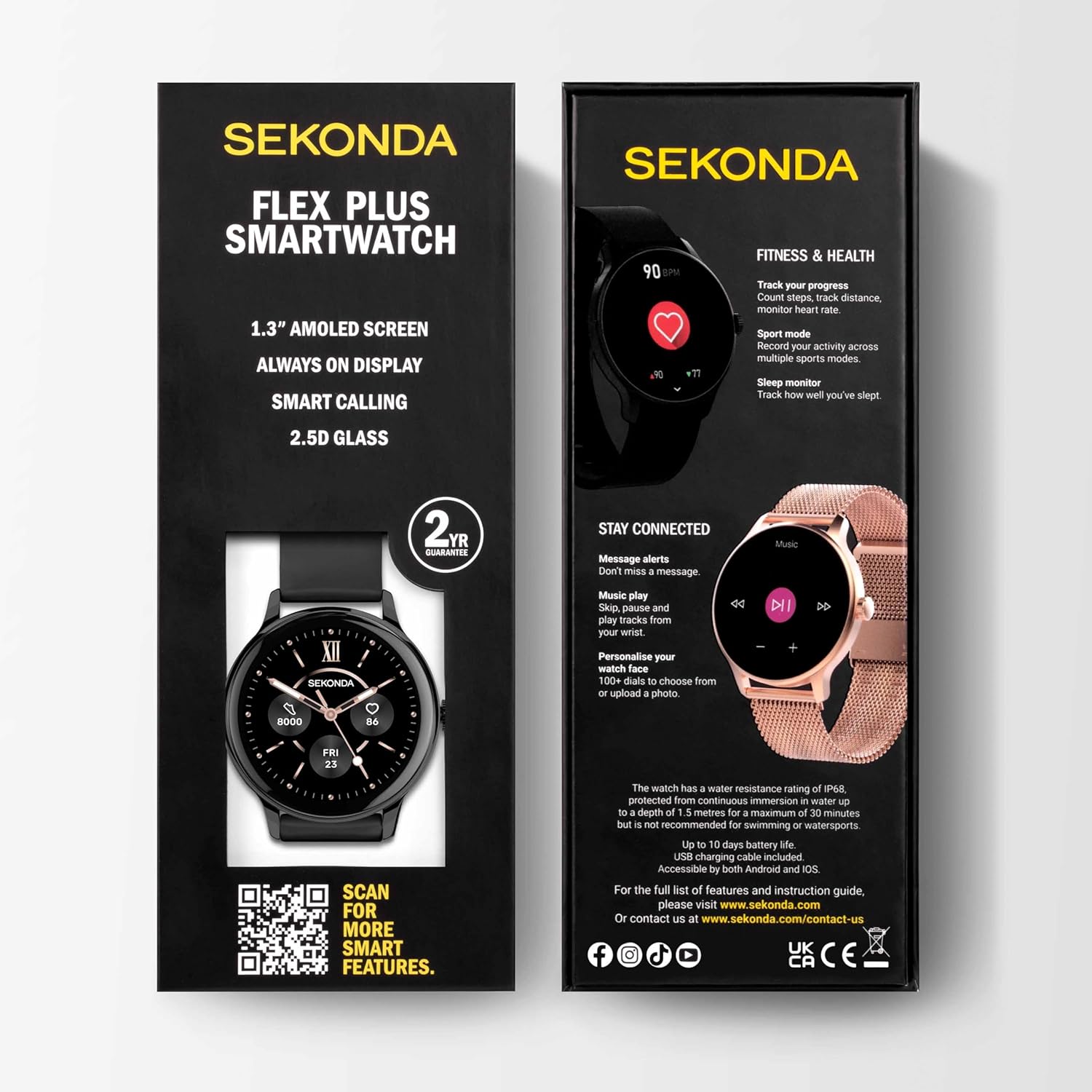 42mm Flex Plus Smart Watch Black Strap