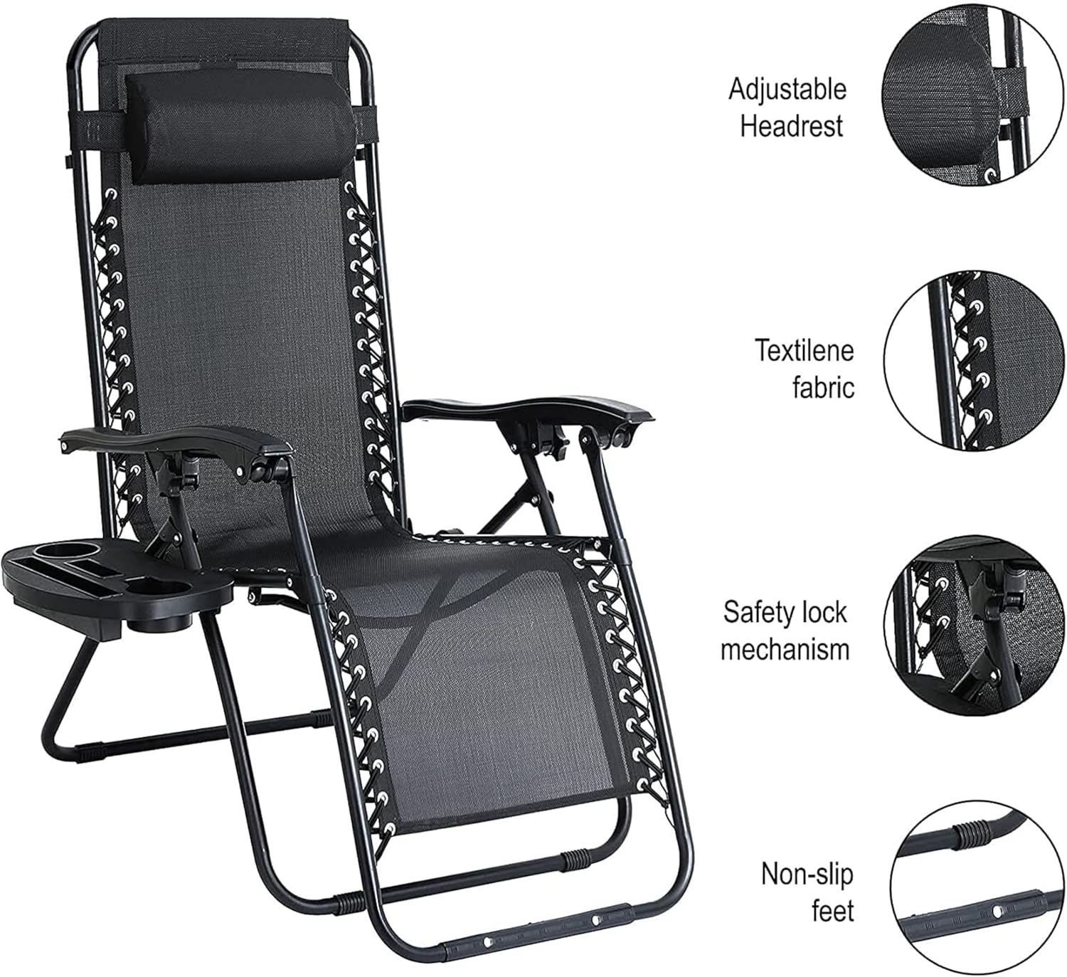 Zero Gravity Recliner Chair Black Folding Lounger