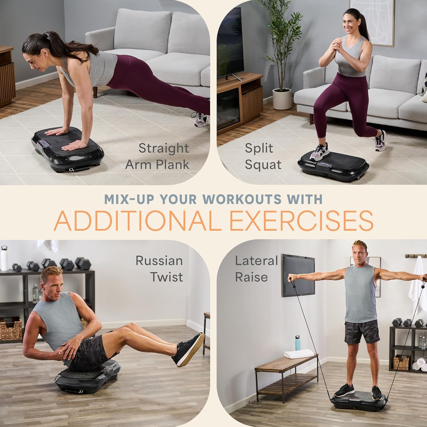 Vibration Plate Exercise Machine 99 Speed Fitness Platform Bands
