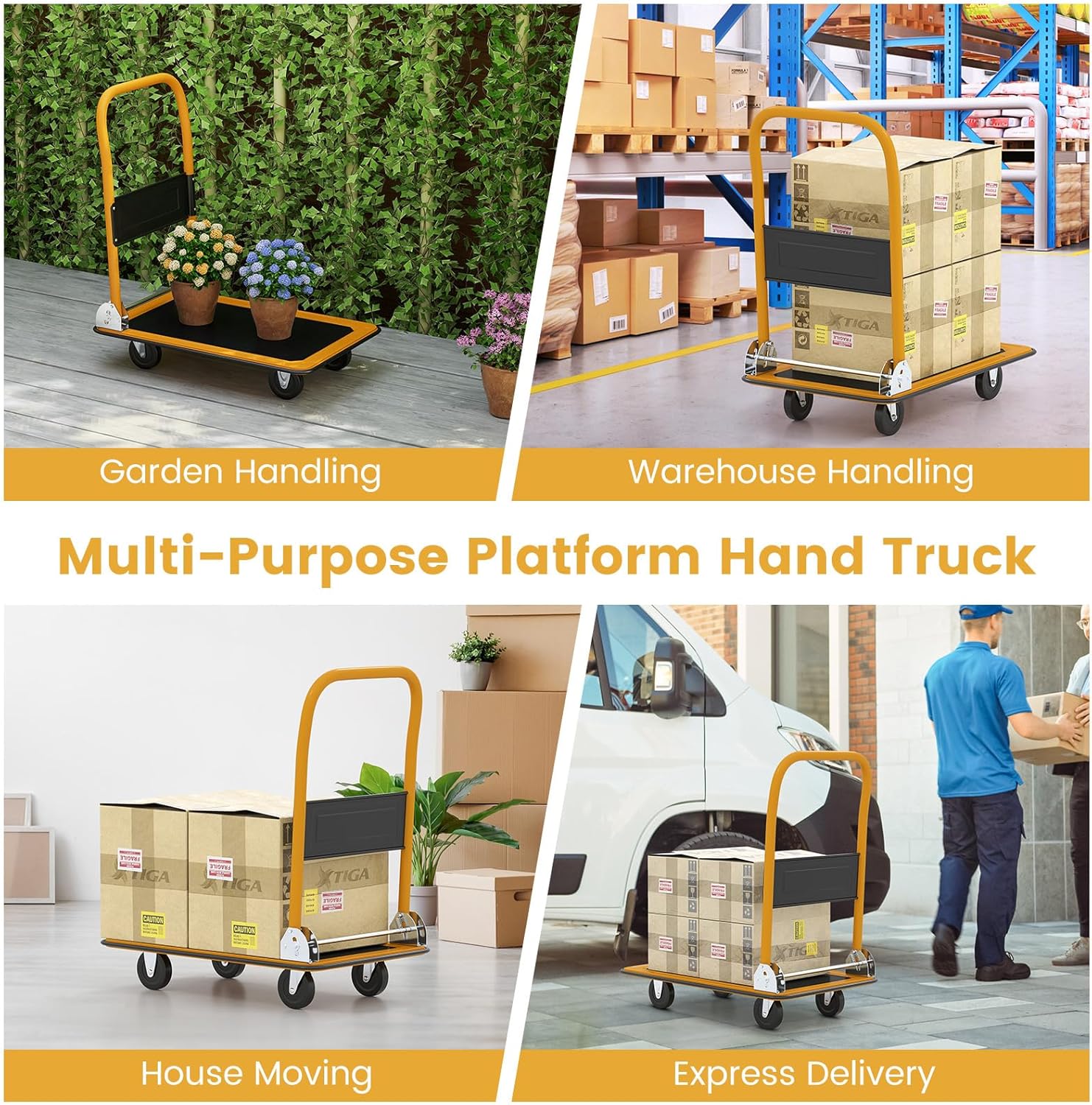 150KG Folding Platform Trolley Flatbed Push Cart Dolly
