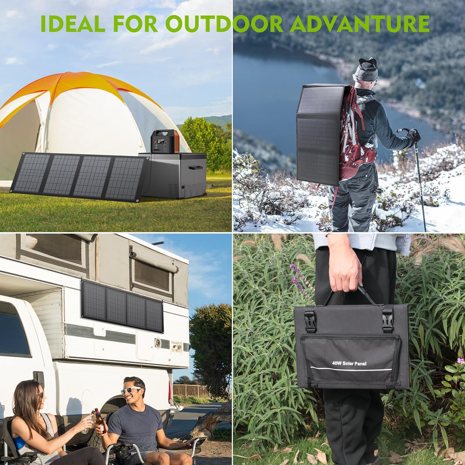40W Foldable Solar Charger USB C DC Camping Power Station
