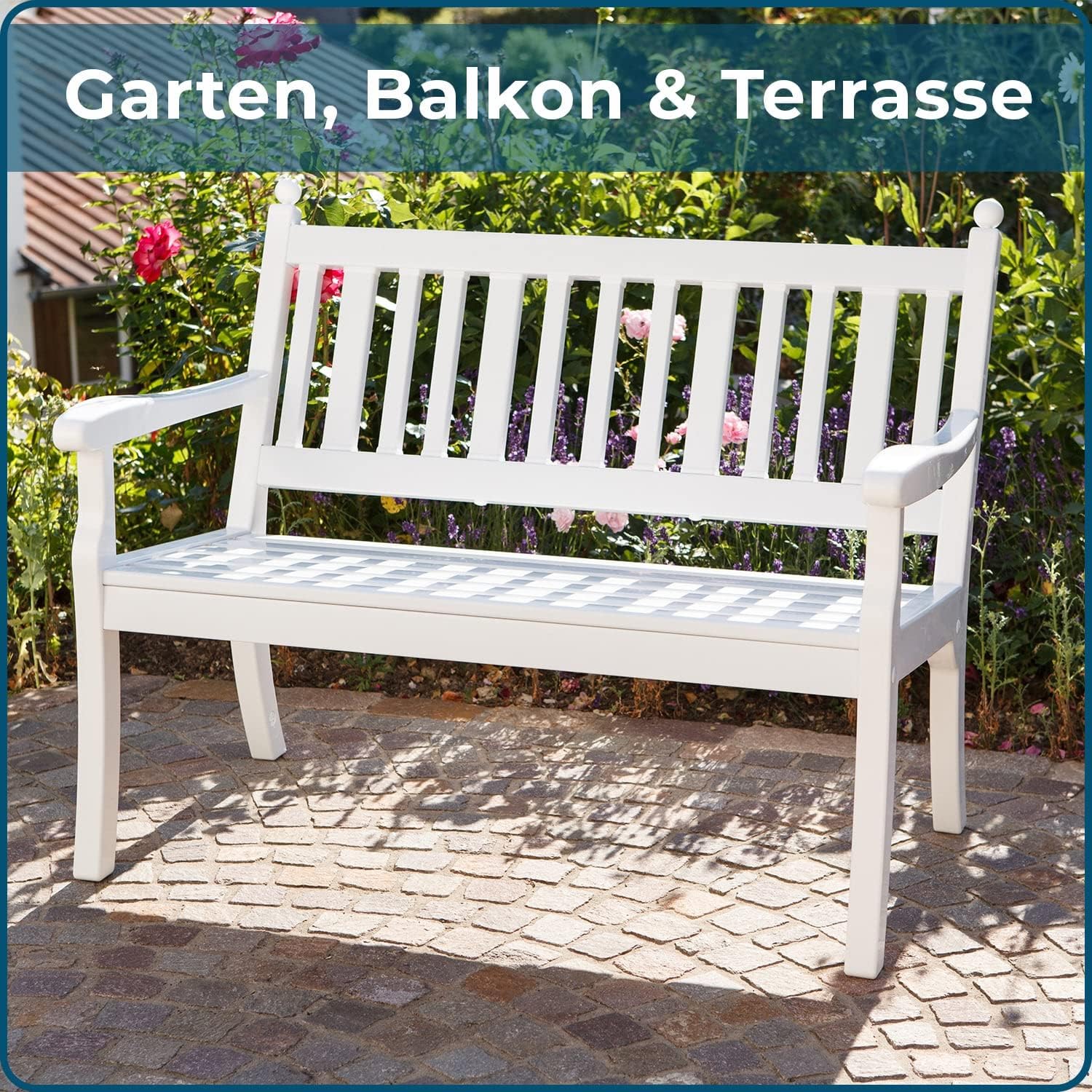 2 Seater Plastic Garden Bench Weatherproof Outdoor Patio Seat