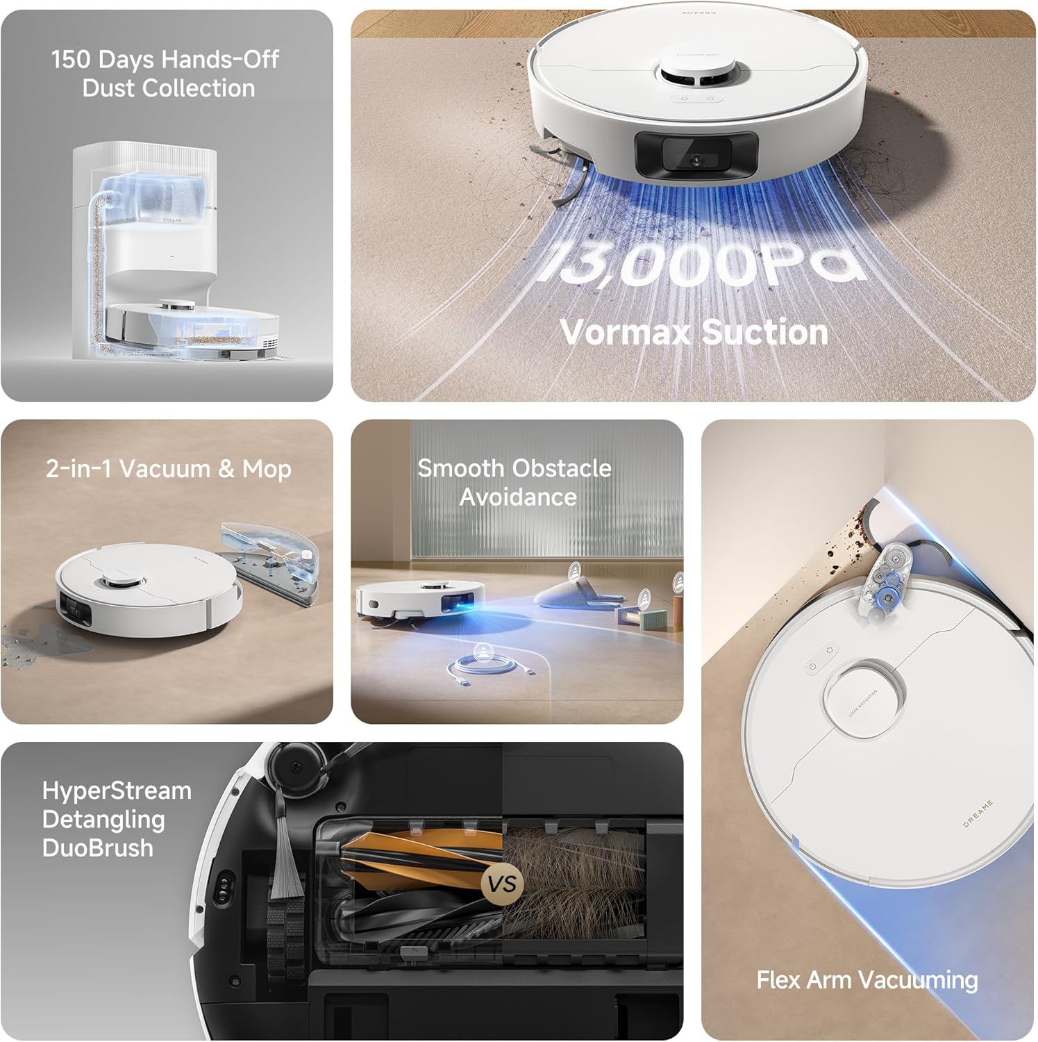 Robot Vacuum Mop 13000Pa Self Empty LiDAR Mapping Pet Hair