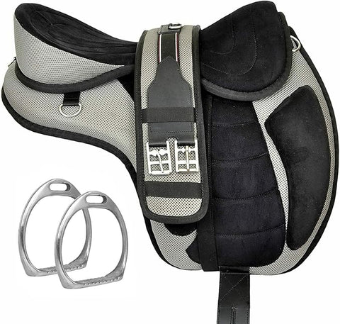 Treeless English Horse Saddle 13 Inch Gray Tack Set