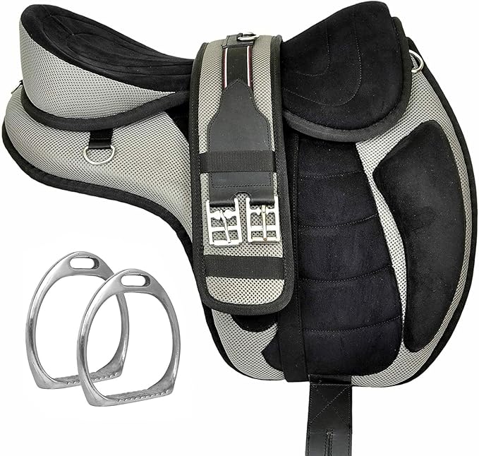 Treeless English Horse Saddle 13 Inch Gray Tack Set