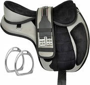 Treeless English Horse Saddle 15 Inch Gray Tack Set