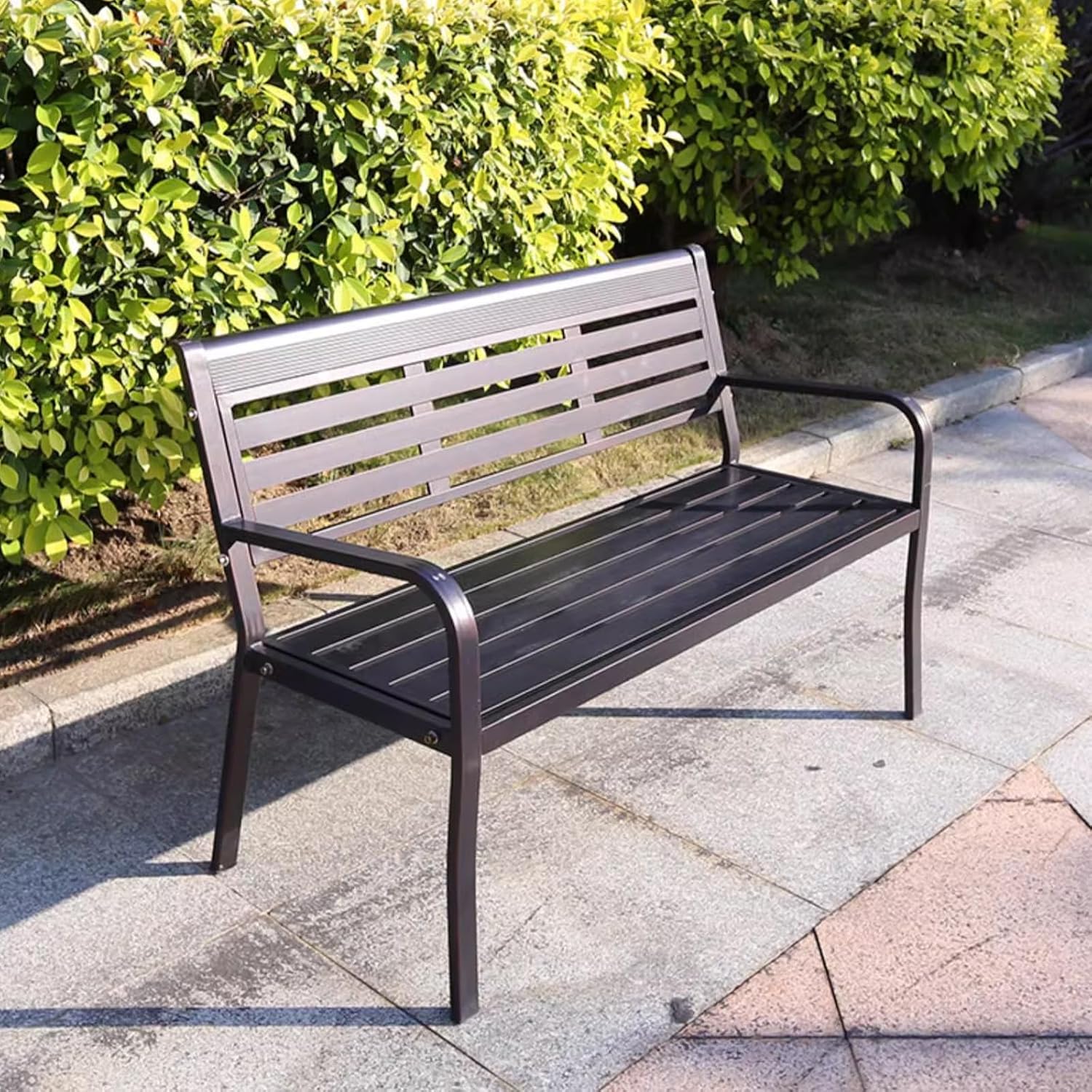 125cm Metal Garden Bench Weatherproof Outdoor Patio Park Seat