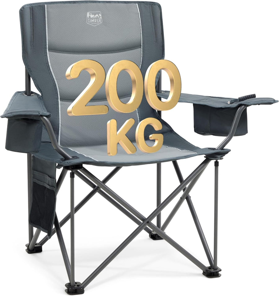 Heavy Duty Camping Chair 200kg Padded Grey