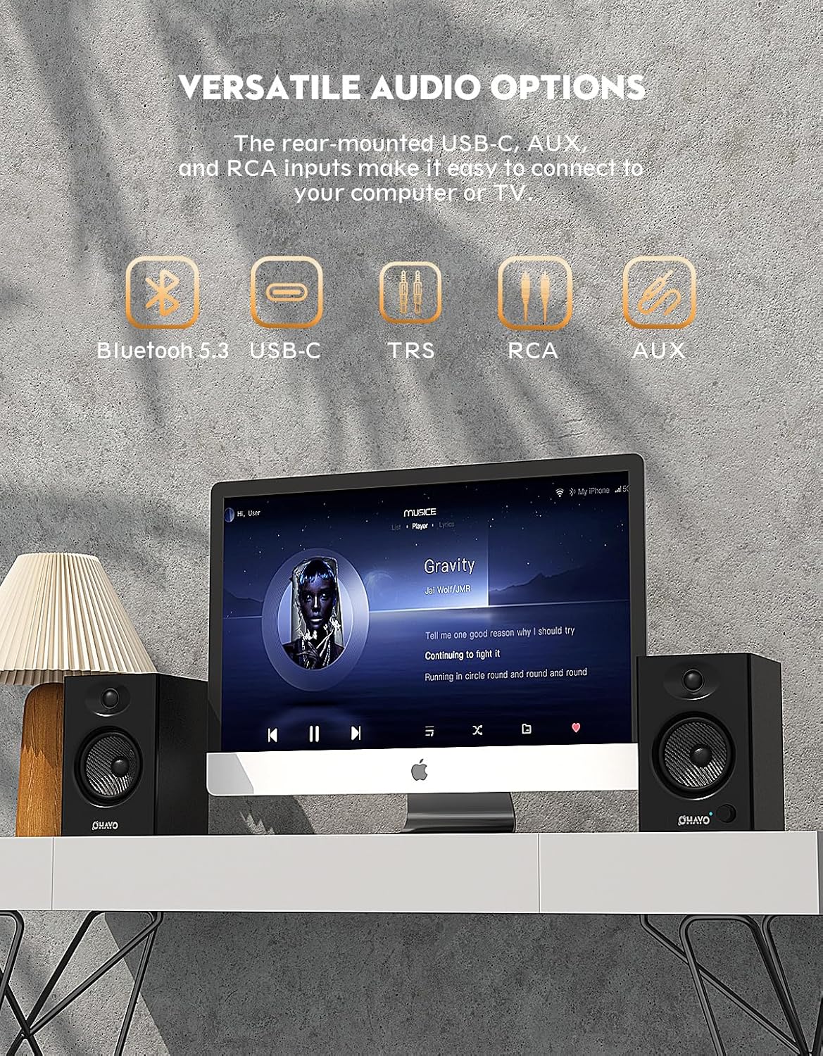 60W Bluetooth Bookshelf Speakers HiFi Stereo USB AUX RCA