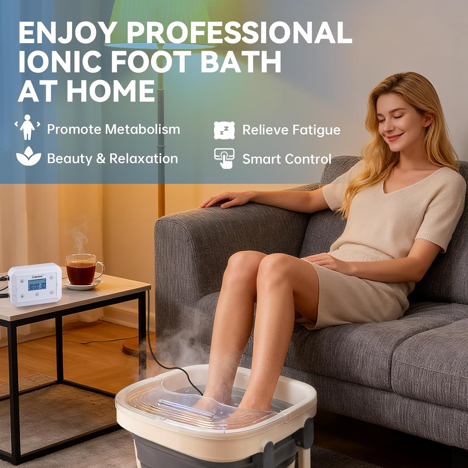 Bluetooth Ionic Foot Bath Detox Machine App Control Foldable Spa