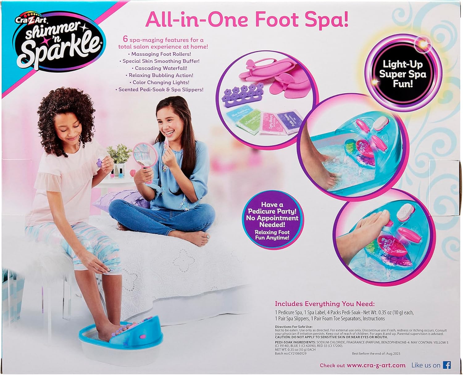 Kids Foot Spa Pedicure Kit Bubble Lights Waterfall Massage Set