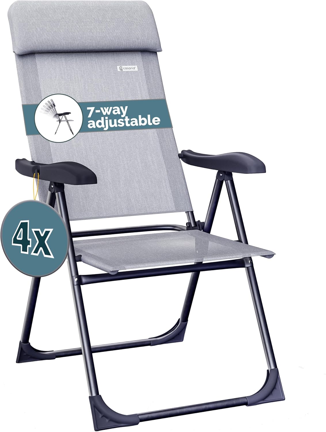 4 Pack Grey Melange Folding Garden Chairs High Back