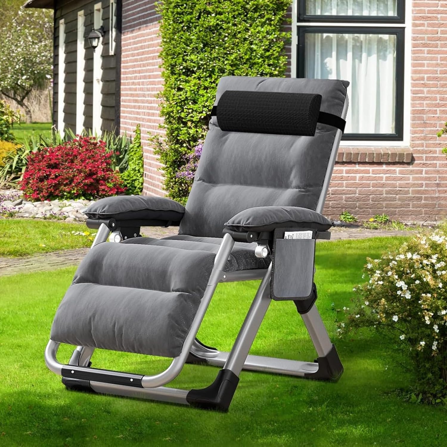 Heavy Duty Zero Gravity Sun Lounger Grey 200KG