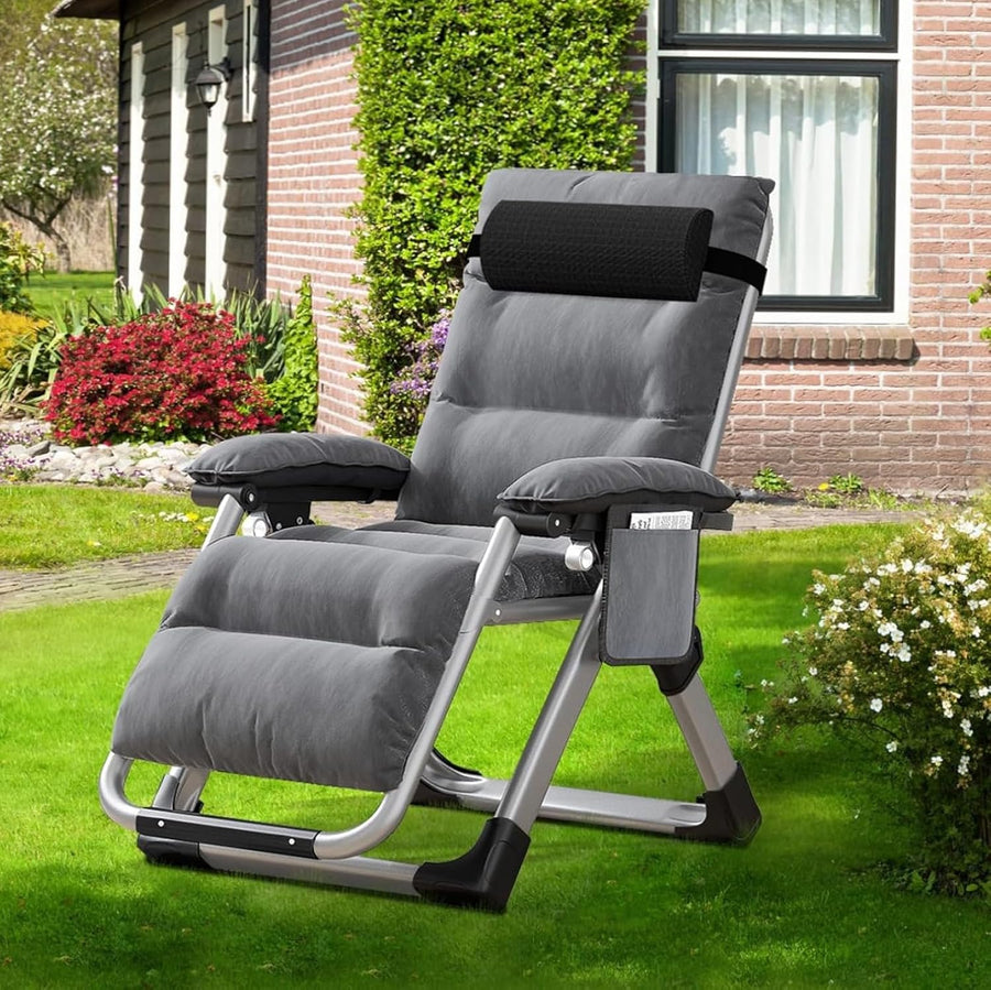 Heavy Duty Zero Gravity Sun Lounger Grey 200KG