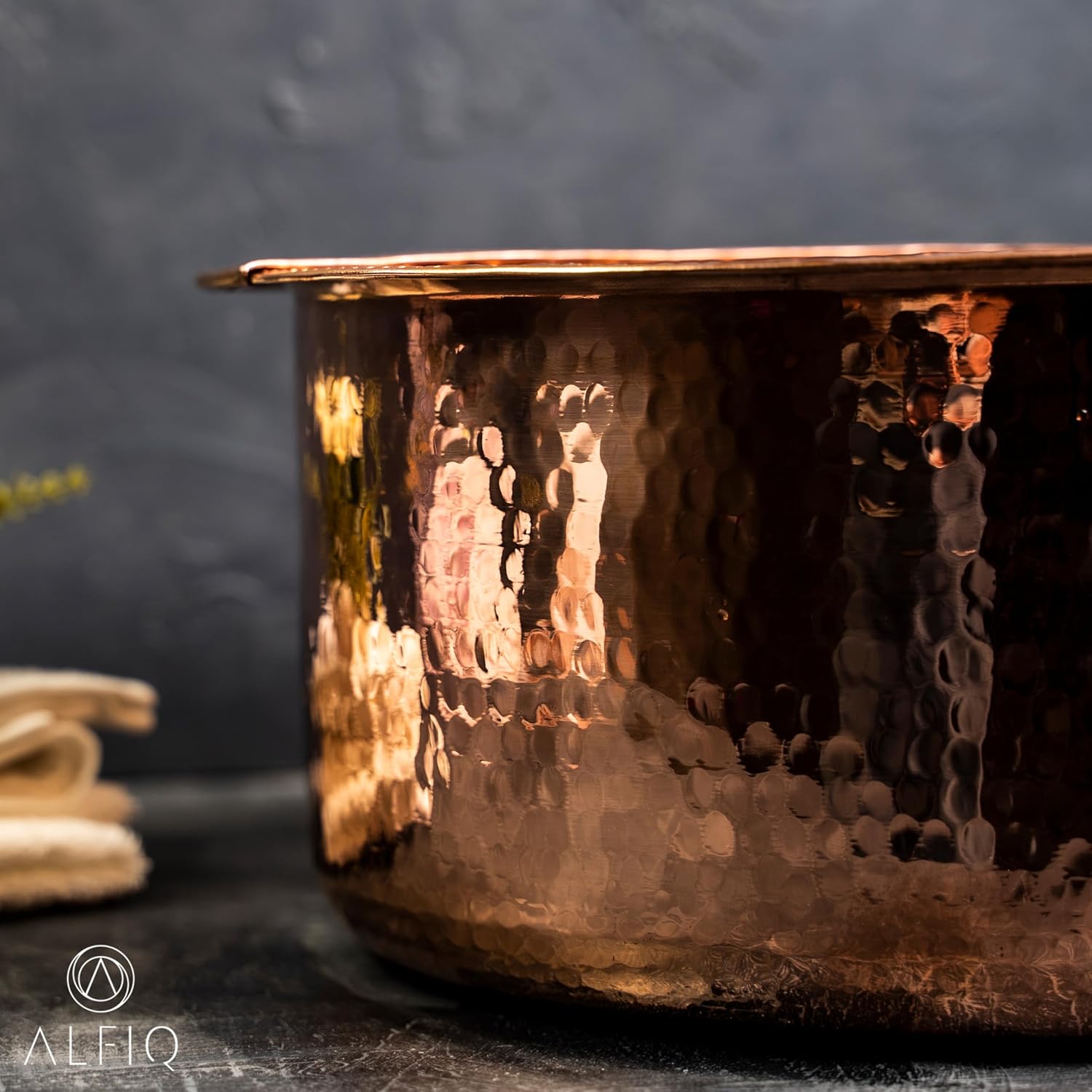 Solid Copper Foot Bowl 14in Pedicure Basin Hammered Spa Tub