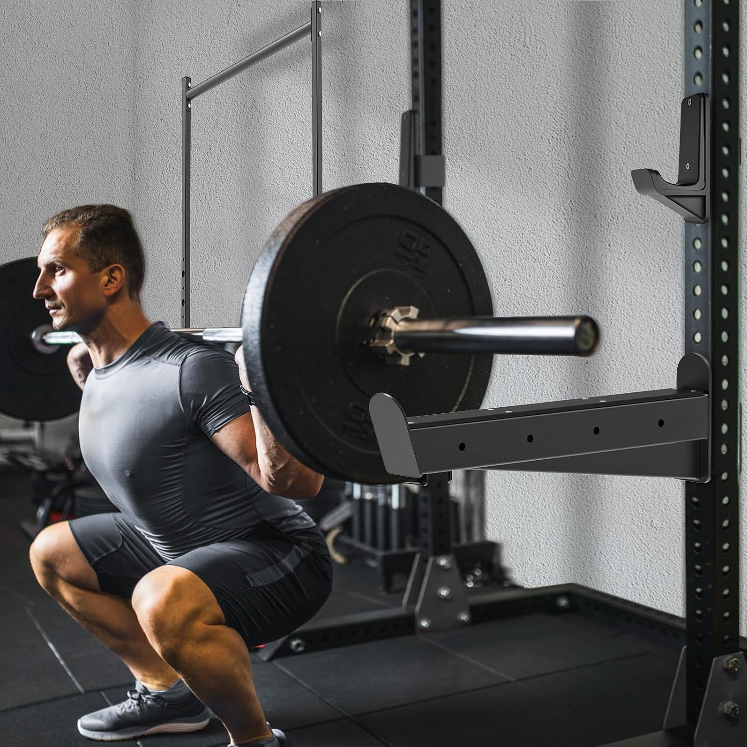 Power Rack J Hooks and Safety Spotter Arms Heavy Duty Barbell Holders