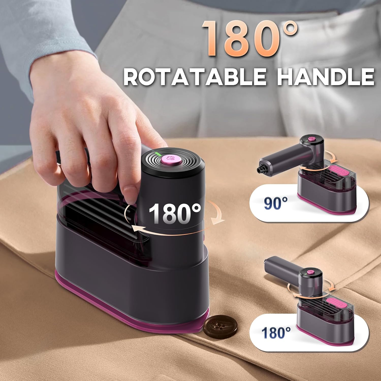 Mini Travel Garment Steamer 2in1 Fast Heat 10s Foldable Iron