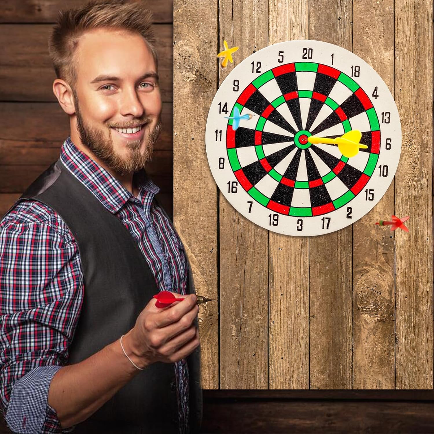 Dartboard Wall Protector Felt Tiles Self Adhesive 6 Pack Wood