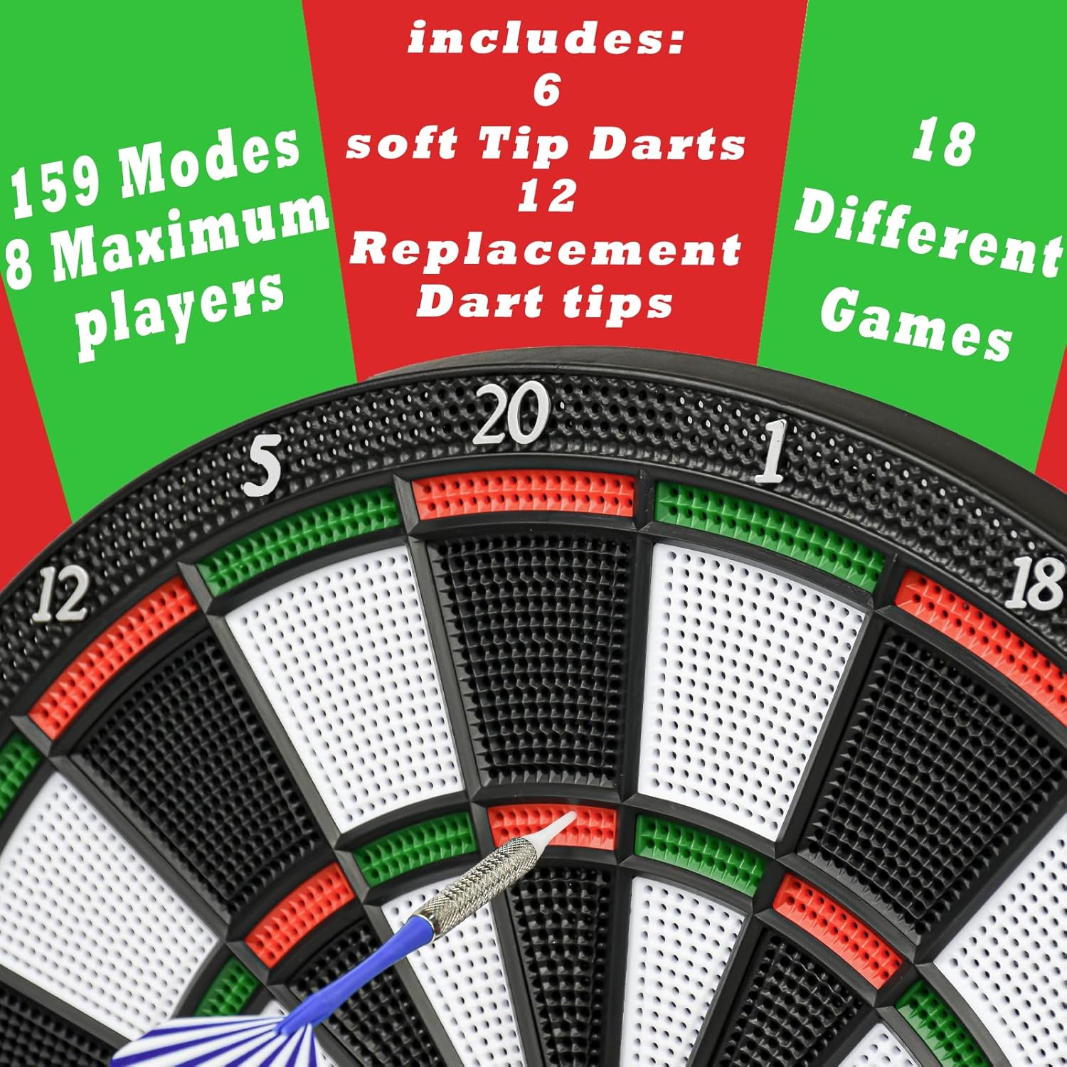 Electronic Dartboard LED Auto Scoring 28 Games Soft Tip Darts