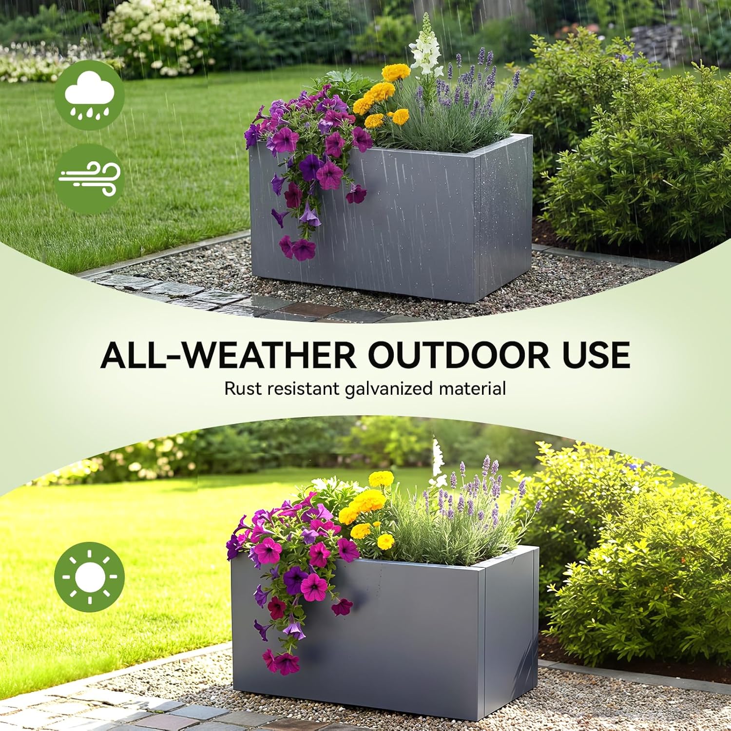 50L Dark Grey Metal Raised Garden Bed Planter 62cm
