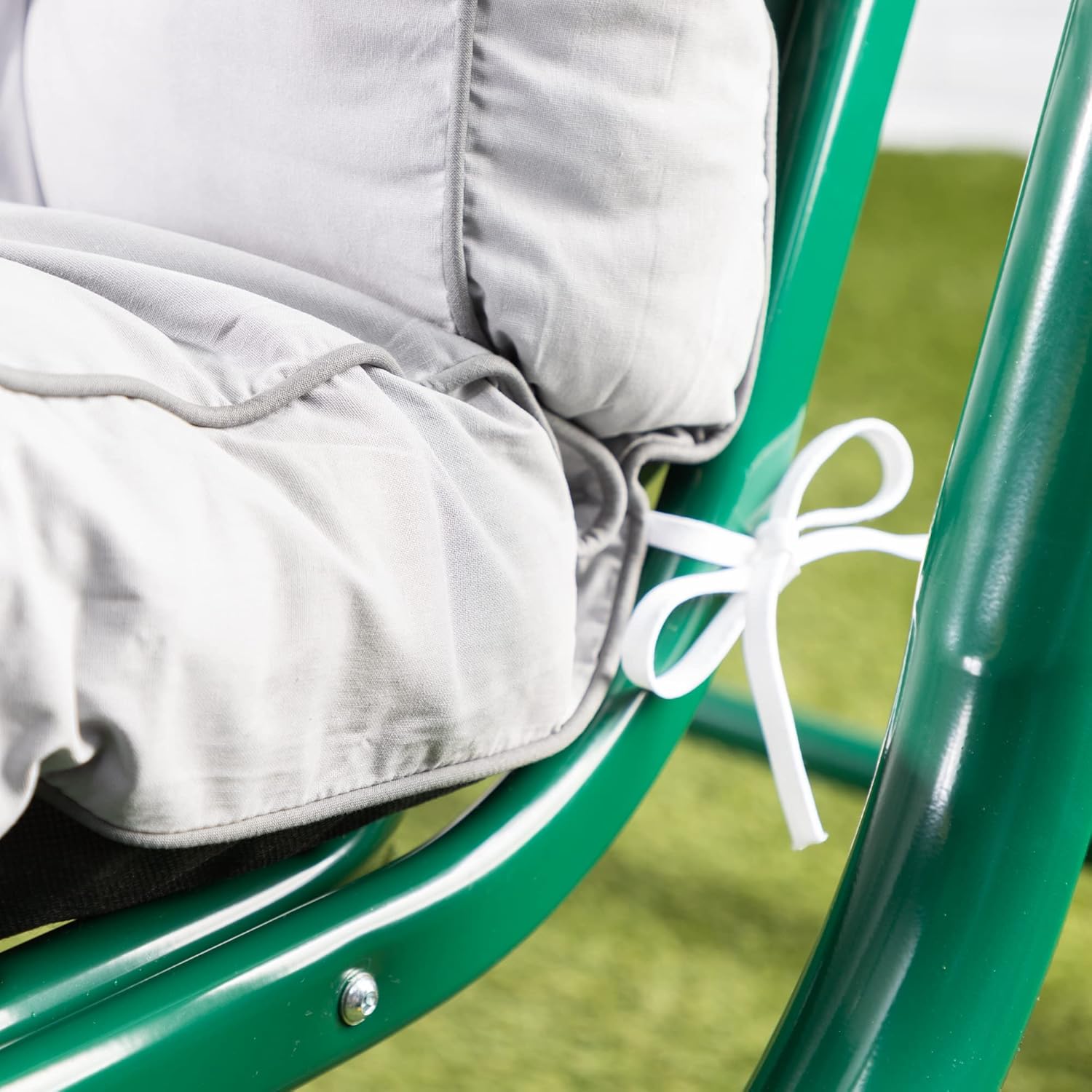 3 Seater Garden Swing Seat Grey Canopy Cushions 250kg