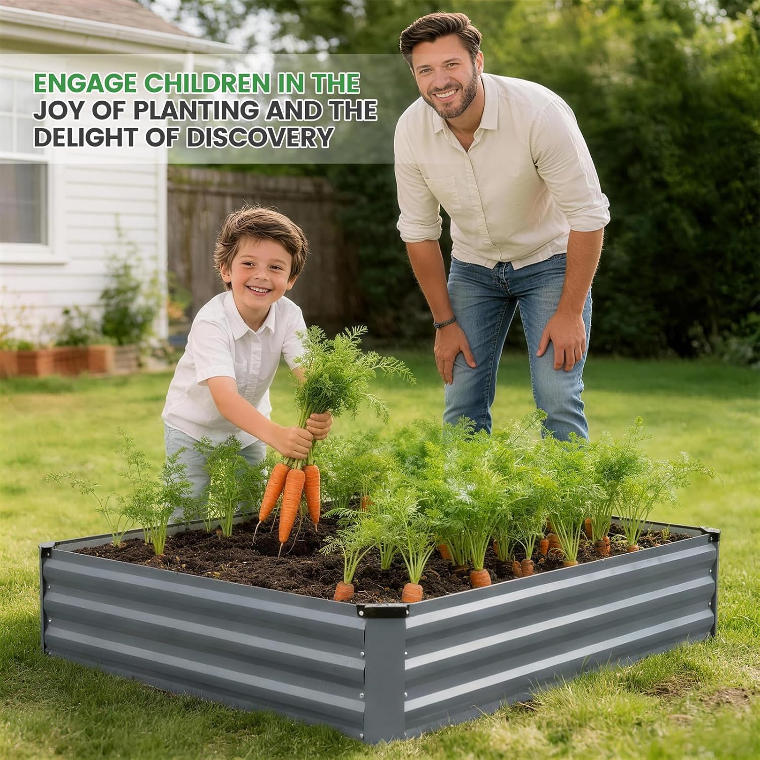 Set of 2 Metal Raised Garden Beds 120x120cm Grey