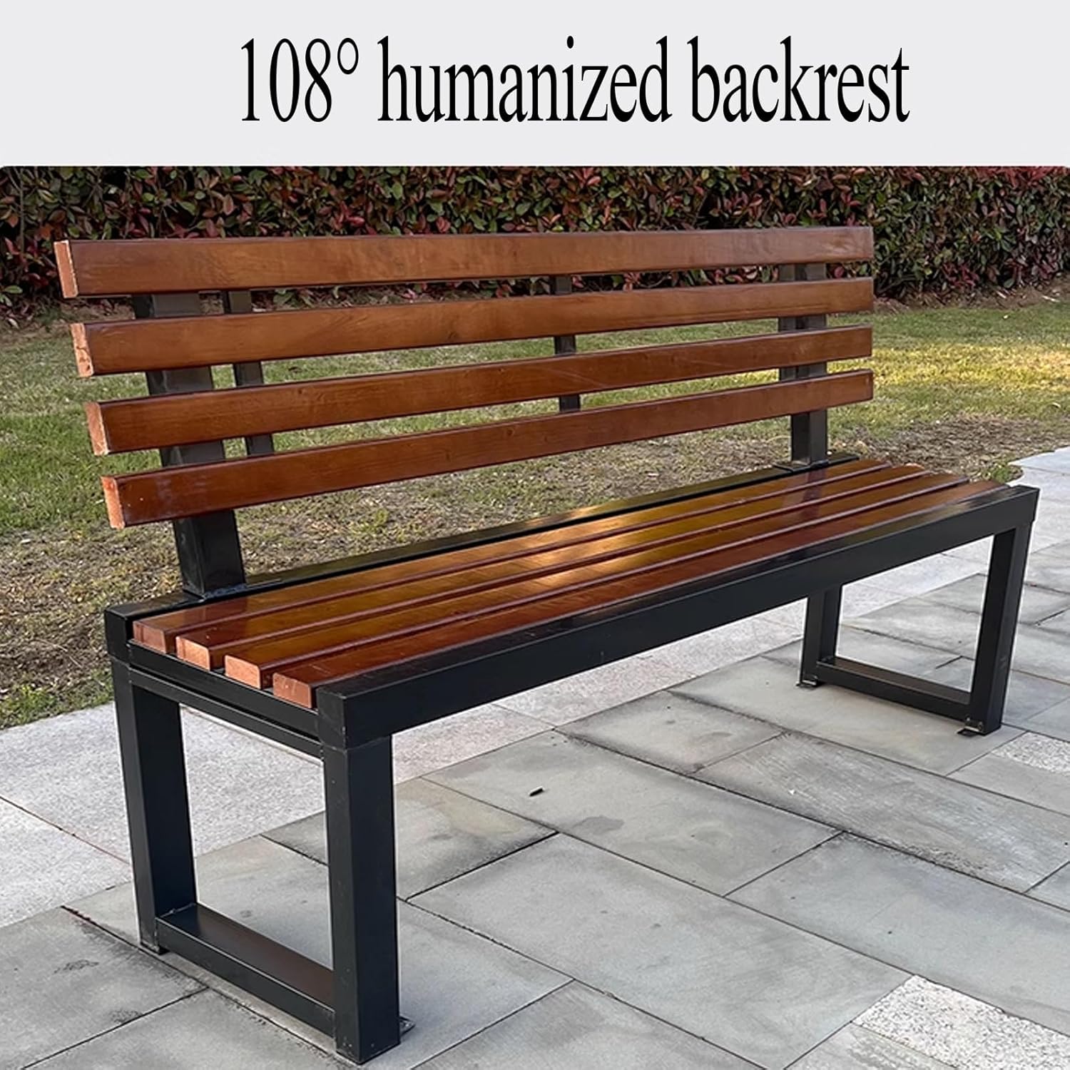 3 Seater Garden Bench 1.2m Wood Metal Outdoor Patio Park Seat