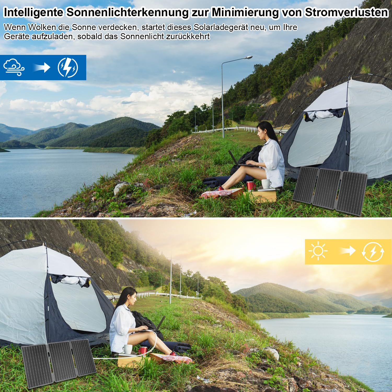 30W Portable Solar Panel Foldable USB C DC Charger Camping