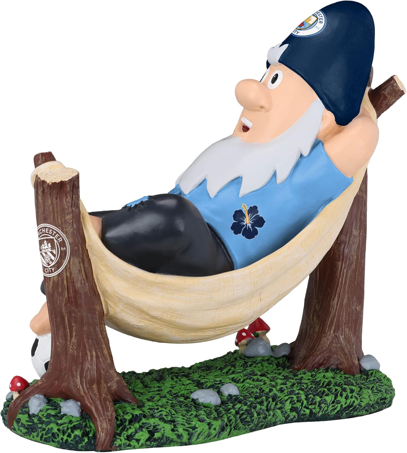 Football Hammock Garden Gnome 20cm Hand Painted Fan Decor
